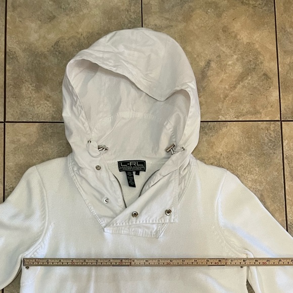 Lauren Ralph Lauren gently used three-quarter sleeve white sweater w hood - Picture 4 of 5